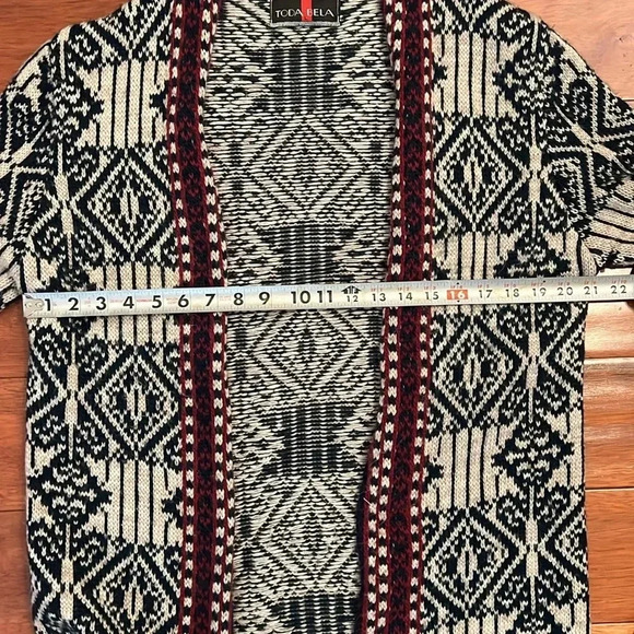 Todabela Rosie Geometric NAVY/BEIGE Size Large Cardigan - Picture 8 of 9
